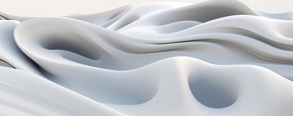 Wall Mural - a minimalist panorama featuring white abstract lines and curves, capturing the elegance and fluidity