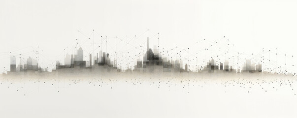 Wall Mural - a minimalist panorama showcasing white abstract data visualizations, portraying the power of informa