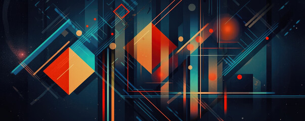Wall Mural - clean and simple geometric patterns blending with futuristic technological elements