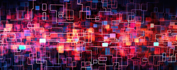 Wall Mural - sleek and minimalistic circuitry patterns merging into a vibrant digital network