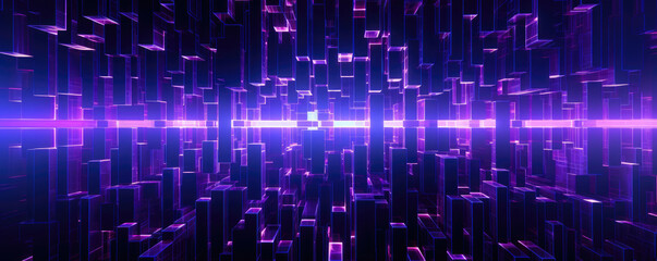 Wall Mural - panoramic image of a minimalistic technology pattern in electric, neon heliotrope hues