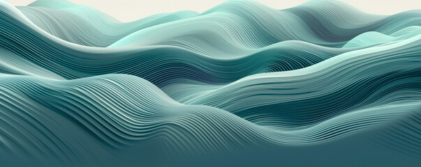 Wall Mural - panoramic view of a digital wave pattern represented in soothing, pastel celadon hues