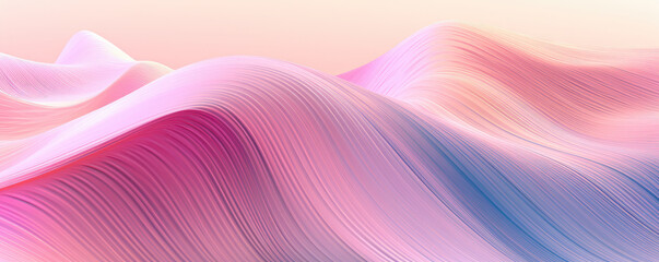 Wall Mural - abstract panorama of a digital wave pattern represented in soft, pastel carnation pink hues
