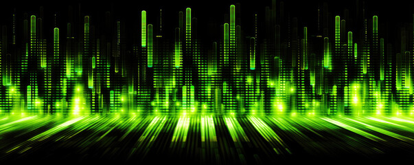 Wall Mural - panoramic representation of a minimalistic technology pattern in striking, neon lime tones