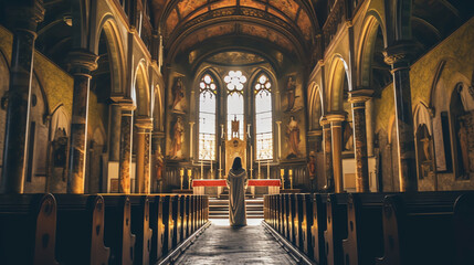 Generative AI Inside an empty church in France.