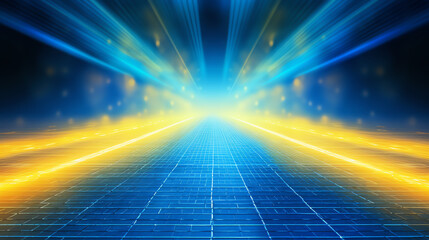 Poster - Generative AI Golden stadium lights with rays
