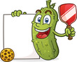 Shape Export at 96 DPIschedule, menu, advertisement, poster, signage, blank sign, holding sign, pickleball player, pickle, ball cartoon, cartoon, character, competition, cool, cucumber, dill pickle, d
