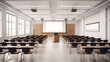 © Generative AI - Generative AI University lecture chairs and tables in classroom