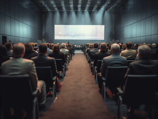 Aufkleber - Generative AI Cinema auditorium with people in chairs watching movie. Light of projector. High angle. Frontal view. Ready for adding your own picture.