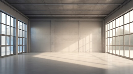 Poster - Generative AI 3d render of abstract futuristic architecture with concrete floor.