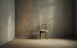 Generative AI Vintage old wooden chair in grungy interior. Loneliness, estrangement, alienation concept. Toned image