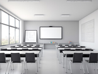 Generative AI Interior of modern empty classroom