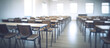 © Generative AI - Generative AI Black and white blur image of inside classroom.(On vintage tone)