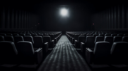 Aufkleber - Generative AI Empty cinema auditorium with screen and seats