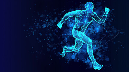 athletic running man blue network activity fitness technology ai generated