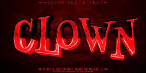 Poster - Clown red text effect, editable horror and movie text style