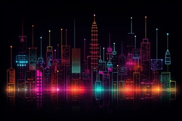 Fototapete - Developing a digital network for smart homes and cities. smart citi and network communication concepts. Generative AI