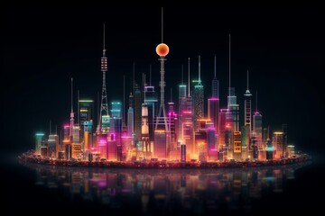 Fototapete - Developing a digital network for smart homes and cities. smart citi and network communication concepts. Generative AI