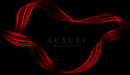 Wall Mural - Isolated minimal red gorgeous wave patterns on black background