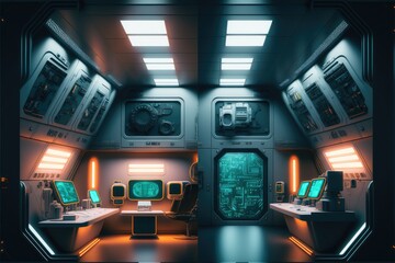 Wall Mural - abstract in futuristic interior architecture of spaceship with power generative technology. concept 