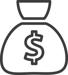 Wall Mural - money bag outline icon, monoline icons.