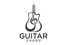 Guitar Logo Design Vector Stock Illustration.modern Music,Guitar Shop Logo. Rock Music Festival Logo