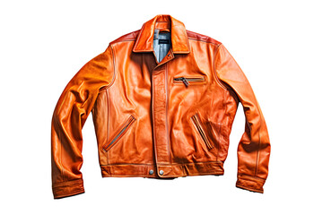 Stylish brown leather jacket on an isolated background. Generative Ai.