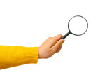 Fototapeta Abstrakcje - magnifier in hand  isolated on transparent background