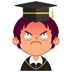 boy in graduation gown angry face cartoon cute