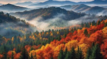 Witness Nature's Masterpiece Unfold As Vibrant Autumn Leaves Paint The Landscape In A Breathtaking Symphony Of Colors Generative AI