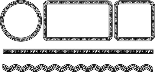 black white greek frame set