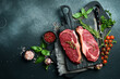 Perfect raw rib eye beef steak
