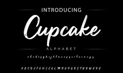 Lock Down Cupcake Hot brush alphabet duo. Vector script.
