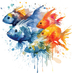 fish watercolor brush style design vector for t shirt