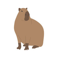 Wall Mural - capybara single 27 cute on a white background, vector illustration.