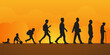 © Alex Darts - Men, stages of development. Silhouettes against the sunset. Life from birth to old age.