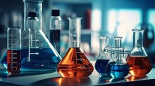 Laboratory Equipment In Laboratory - Scientific Glassware For Chemical Background - Laboratory Research, Generative AI