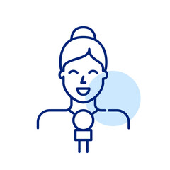 Wall Mural - tv news reporter. woman holding a microphone. pixel perfect, editable stroke simple icon
