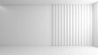 © Germanroam - White room with white curtains, window and white floor, clean space, clear space, copy space, AI-Generated background