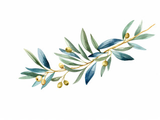 Wall Mural - Watercolor floral illustration set - green & gold leaf branches collection, for wedding stationary, greetings, wallpapers, fashion, background. Eucalyptus, olive, green leaves, generative AI.