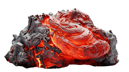 Wall Mural - Molten hot lava texture isolated on a transparent background, Generative AI