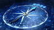 Compass Direction On 2024 year. Digital Code Blue Background. 3d rendering
