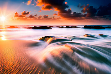 Wall Mural - sunset over the sea created using ai generative technology