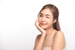 © kitthanes  - Beautiful young asian woman with clean fresh skin on white background, Face care, Facial treatment, Cosmetology, beauty and spa, Asian women portrait.