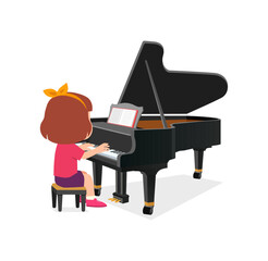 Canvas Print - little kid play piano and feeling happy