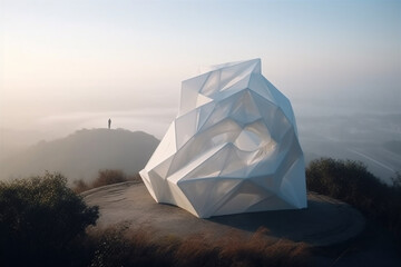 Wall Mural - Modern three-dimensional modeling sculpture, on the natural mountains