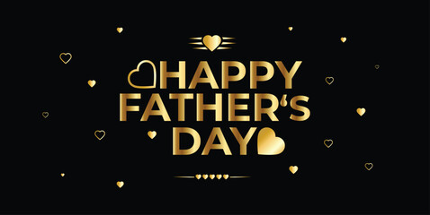 Vector happy Father's Day greetings card golden black background social media design banner vector