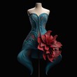 © Bargais - Dress that takes the shape of a magnificent blooming flower. Generative AI.