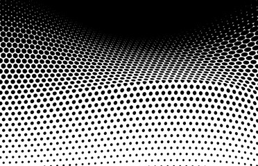 Wall Mural - Black and white halftone texture flowing wave