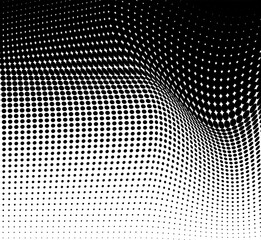 Wall Mural - Black and white halftone texture flowing wave